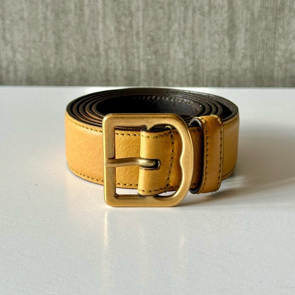 Vintage Yves Saint Laurent YSL rive gauche Leather Belt Yellow Italy 100/40 L